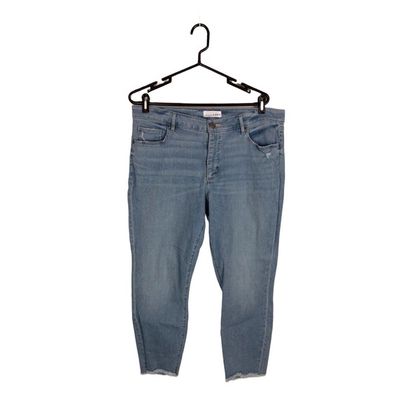 LOFT Denim - Loft Distressed Slim Pockets Light Wash Raw Hem Ankle Jeans Women's Size 32